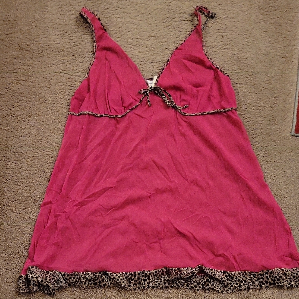 Lane Bryant Pink Chemise with Leopard Trim